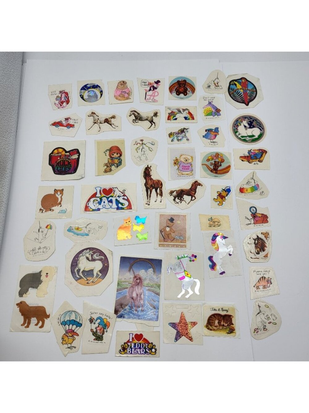 Vintage Sticker Lot 70's 80's Unicorn Foil Pink Panther horses singles Percival